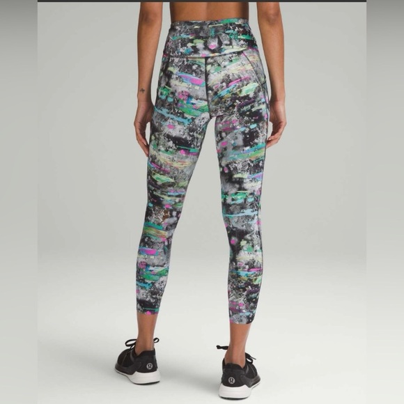 NEW!Lululemon Fast and Free High-Rise Leggings 25”Pockets Paint Drift Multi Sz14 - Picture 1 of 9